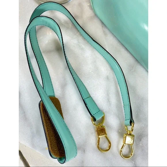 Moschino Couture Tiffany Blue Patent Leather Bowler Bag w/ Crossbody Strap
